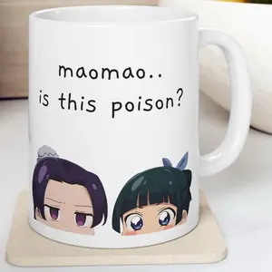 [TokiBearCo Original Design] Apothecary Diaries Maomao Jinshi Poison Mug Anime Quote Mug, Funny Gift for Friends, Coffee Lover Mug, Unique Home Decor, Anime Fan Merchandise, Birthday Present Ceramic Drinkware Tea Tumbler Washable Cup