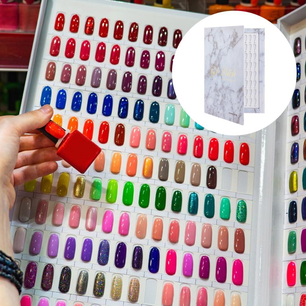 SUPERFINDINGS Nail Color Display Book with 240PCS Nail Tips Nail Gel Polish Display Board Nail Color Chart Display Book Nail Polish Sample Book with Replacement Tips Salon Tools