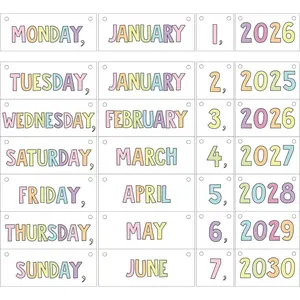 Pastel Calendar Bulletin Board Set Flip Calendar Set Classroom Decoration for Whiteboard with Date Cards Days of The Week for Classroom Home School Supplies