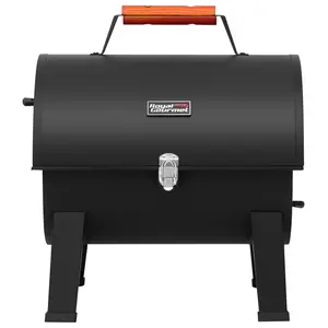 Royal Gourmet Portable Charcoal Grill with Two Side Cooking Area, Outdoor Compact BBQ Grill for Backyard Camping Barbecuegrill, Tabletop Barrel Grill