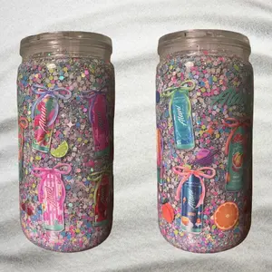 Alani SnowGlobe Iced Drink Tumbler - Portable Reusable Plastic Bottle with Lid & Straw - Perfect for Iced Coffee - Washable Drinkware Cup Bottled Mug