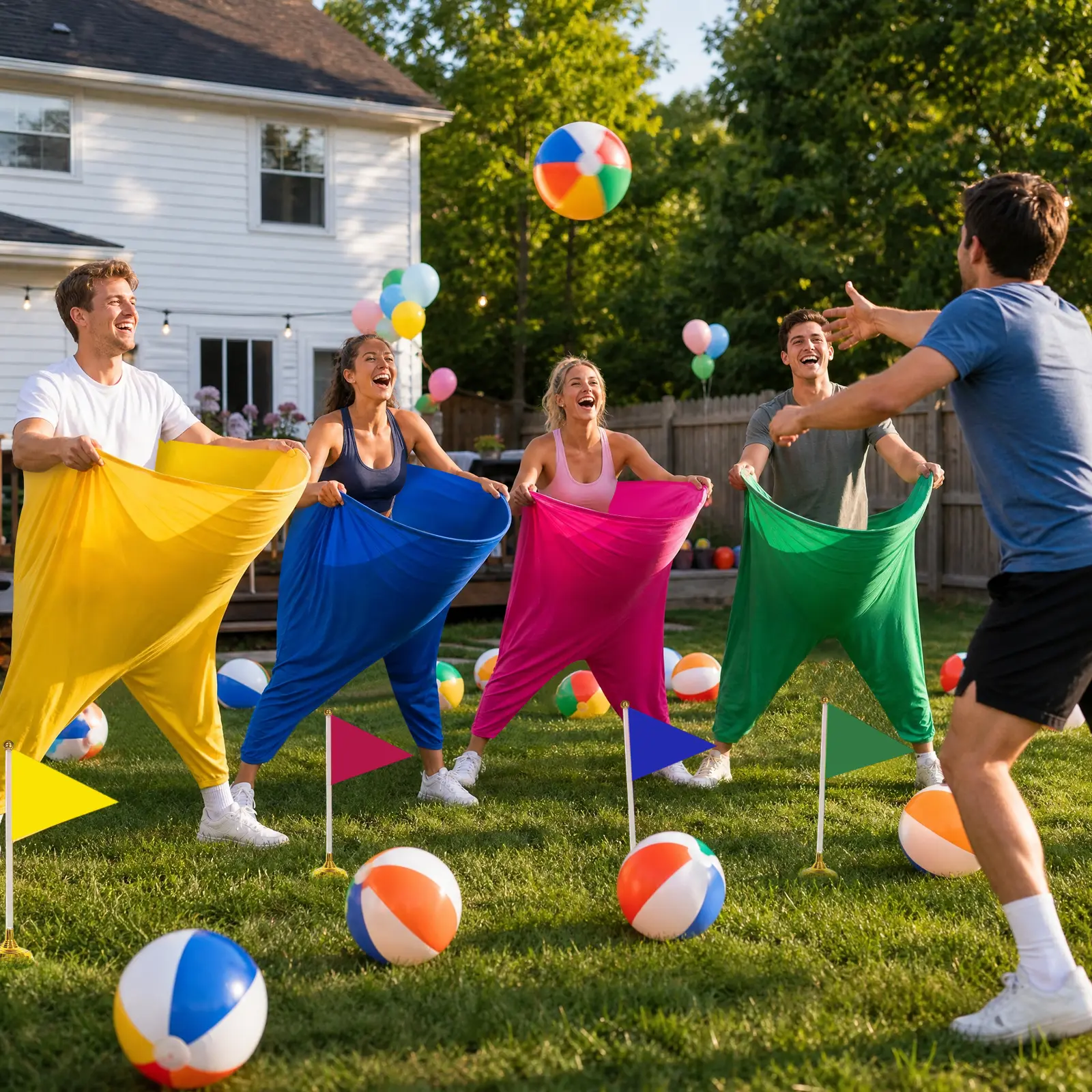 HAPPY APLENTY 36-Piece Granny Pants Tossing Game Set with Bouncing Balls - Durable Play Toy for Kids, Field Day Games, Birthday Party Fun, Outdoor Activities