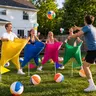 HAPPY APLENTY 36-Piece Granny Pants Yard Game Set for Adults, Giant Outdoor Play Fun with Oversized Pants, Bouncing Balls, Pumps & Flags, Ideal Gifts for Backyard Team-Building Events