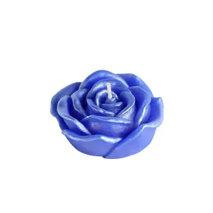 212 MAIN 3 in. Round Water Floating Disc Candles - Unscented, Lavender, Rose & Blue, Handpoured Wax, Long-Burning, 12 Pieces/Box, Decorative Flower Shaped Rose Candles for Home Decor
