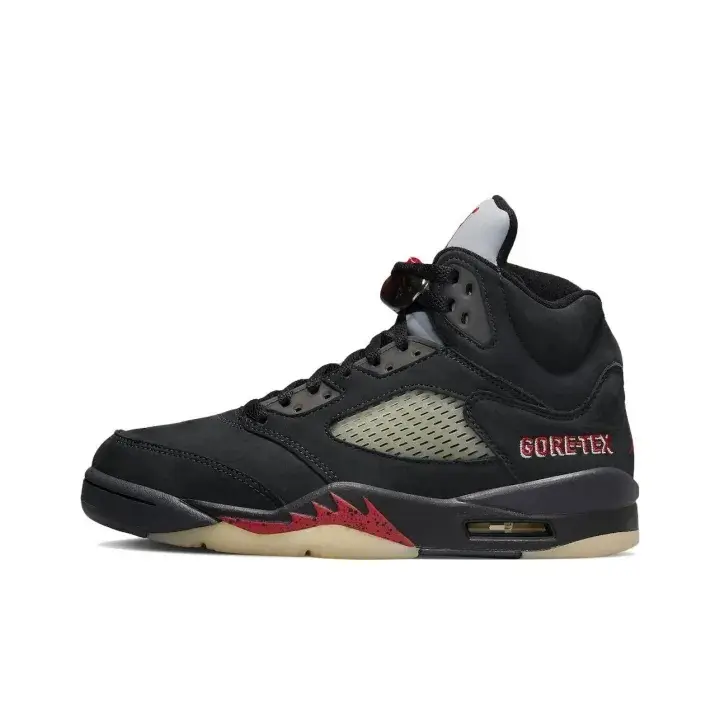 Unisex black red gore tex mesh high top vintage sneakers brand new sealed with original shoe box for street daily outdoor hiking air cushioned sole prevents foot chafing comfy all day walking functional dark trendy footwear for men women