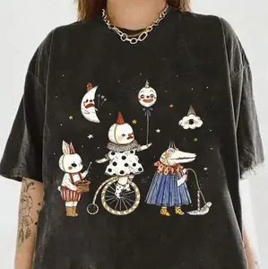 Loose-fit crew neck tee with cartoon animal print T-Shirt, Funny Clown Unisex Tshirt, meme shirt, made in USA, Trendy Shirt 2025