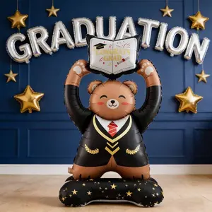 59 Inch Bear Balloon Base for Graduation Certificates, Party Atmosphere Decor, Indoor Outdoor Placement, Graduation Season Decoration