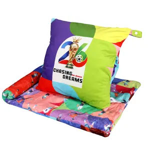 Game Day Essential – 3-in-1 Velvet Pillow with Fleece Blanket, Soccer Players Pattern,World Cup football matches Hand Warmer Pockets father son blanket wrap frees hoping sport fan gift | Ships from USA