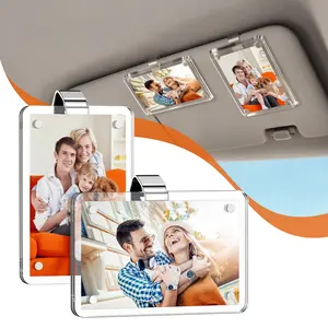 2-Pack Vertical Car Sun Visor Photo Frame Clips | Acrylic Snap Clips – Universal Fit for All Cars | Holds 3.5x2.3 Inch Photos | Random Color | DIY Customizable Car Decor | Perfect Gift for Couples, Family & Pet Memorabilia