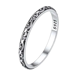 Suplight 925 Sterling Silver Celtic Knot/Evil Eye/Infinity Symbol Band Ring, 2MM 3MM Thin Vintage Finger Thumb Ring for Women