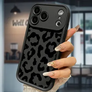 Black and White Leopard Print Case for iPhone 17 Air 16 16e 15 14 13 12 11 Pro Max Plus X XS Soft Silicone Shockproof Cover Holiday Gifts Mother's Day Gift
