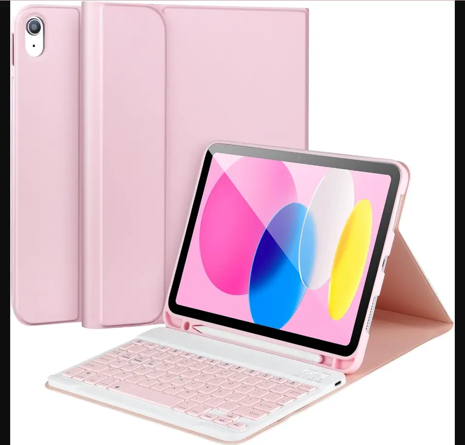 iPad 11/10th Generation Case with Keyboard,Pink