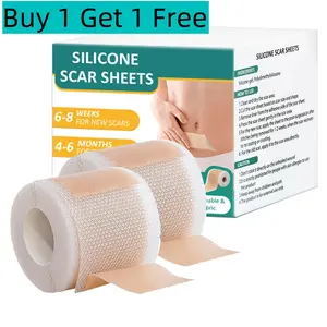 [Buy 1 Get 1 Free] Silicone Scar Sheets (1.6"X 59" Roll-1.5M), Silicone Scar Tape for Scar Removal Treatment, Reusable Silicone Scar Strips for C-Section, Keloid, Burn, Acne, Surgical Scars