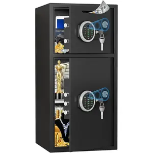 6.0 Cuft Extra Large Home Safe Box, Biometric Fingerprint Home Security Safe Box with Adjustable Shelf & Deposit Slot, Money Safes with Backlit Keypad & Dual Alarm for Home Office