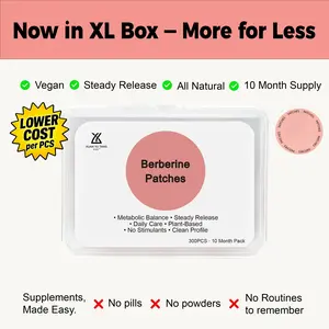 Berberine Patches 300 Count, Steady Release, Vegan, 10-Month Supply, Ideal for Daily Use, Convenient Storage Solution