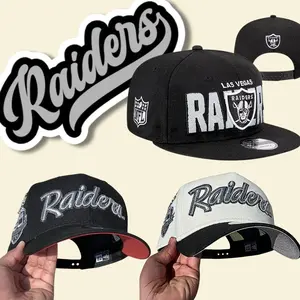 New Era 9FORTY 59FIFTY Raiders Snapback Hat NFL Las Vegas Raiders Cap Adjustable Flat Brim Side Patch Custom Metal Detail Black Red Undervisor Streetwear Hip Hop Cap Mens Womens