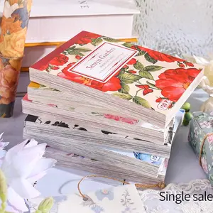Vintage Floral Pattern Material Paper, 100pcs/set Random Color Creative Non-stick Background Paper, Scrapbook Materials, Art Craft Paper, Office Stationery & Supplies