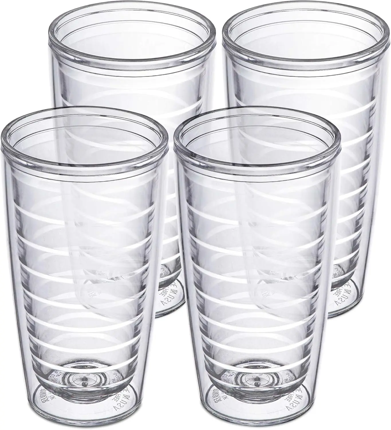 16oz Insulated Tumblers Plastic Keeps Drinks Cold & Hot, 4pack Double Walled Clear Insulated Drinking Glasses Cup, BPA-Free, Reusable, Camping, Travel, Kitchen, PartyGift.
