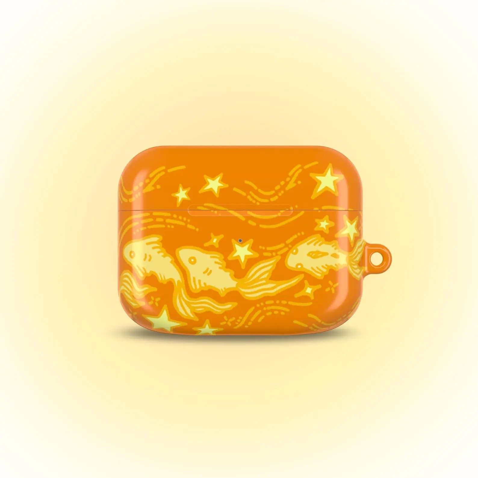 Orange Celestial Goldfish AirPod Case, Cute Whimsical Accessories, Stars Coastal Aesthetic Kawaii Gift