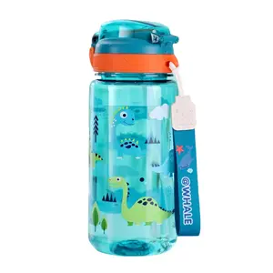 Cartoon Pattern Water Bottle, 1 Piece Cute Leakproof Water Bottle with Straw & Bouncing Cover, Summer Cool Bottle Drinking Cup for Outdoor Camping & Sports, Drinkware, Hydration Tumbler, Funny Dinosaur Tumbler