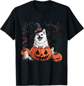 American Eskimo Pumpkin Halloween Thanksgiving Men Women Dog T-Shirt - Bernadetab Shop 59B0DFWVL8LW