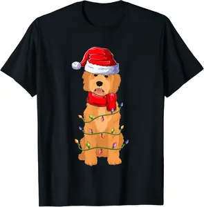 Funny Golden Doodle Dog Santa Claus Apparel, Christmas Boys T-Shirt - Rivkafia Shop 85B09H7PDWWK