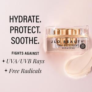JLO BEAUTY That Big Screen - Broad Spectrum SPF 30 Face Moisturizer, Hydrates, Protects, Luminizes, Lightweight Hyaluronic Acid Sunscreen for Face Lotion, Supports Smooth, Dewy & Glowing Skin, 0.5-1.7 fl.oz