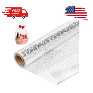 34 In x 100 Ft Mother's Day Clear Cellophane Wrap Roll, Extra Wide, 2.5 Mil Thick Transparent Wrapping Paper