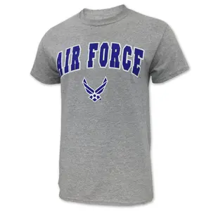 Armed Forces Gear Men's Air Force Arch Wings Graphic T-Shirt, Grey