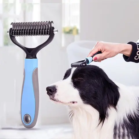 Pet Hair Removal Comb for Dogs Cats Dematting Deshedding Brush with Metal Teeth Pet Grooming Tools for Knot Cutter Pet Hair Removal Comb for Dogs Cats Dematting Deshedding Brush Pets Fur Knot Cutter Pet Grooming Tools