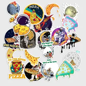 20 Pcs Pizza Moon Stickers Pack - Cute Aesthetic Outer Space Foodie Decals, Waterproof Vinyl Funny Galaxy Pizza Stickers for Laptop, Water Bottle - Space Lover Gift