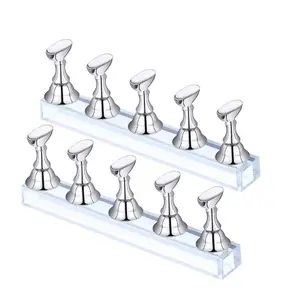 2 Sets Magnetic Nail Stand for Press On Nails – Acrylic Nail Display & Practice Holders for Painting False Nails, Manicure Tool Kit for DIY Nail Art at Home or Salon