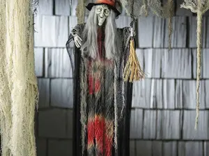 Hanging Witch - 27 1/2 In - Halloween Decoration with Broom