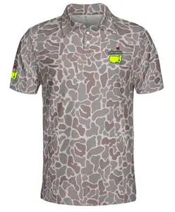 Masters Inspired Pattern Golf Polo Shirt for Men, Lightweight Performance Golf Polo, Classic Deer Camo Hunting Style Moiture Wicking Outdoor Outfit Tee