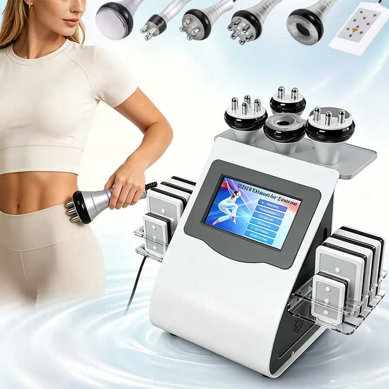 6-in-1 Ultrasonic Massage Device - Adjustable Mild Facial & Body Massager,    multifunctional cavitation    machine   Professional Daily Household Deep   Tissue  Care Equipment, Summer Beauty Recommendation relaxation tool, Vibrating