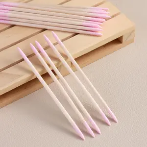 200-Piece Pack of Pointed Cotton Swabs — Pink, Double-Ended Precision Micro-Sculpting Swabs; Doubles as a Nail Polish Remover Pen, Makeup Touch-Up Tool, and Disposable Beauty Applicator.