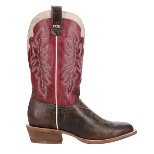 ROPER Womens Ride Em Cowgirl Ccs Embroidered Square Toe  Casual Boots Mid Calf Low Heel 1-2" - Brown, Red