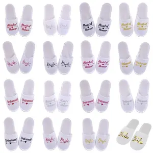 1 Pair Bride To Be Disposable Soft Slippers Wedding Decoration Team Groom Bachelor Party Team Bridesmaid Hen Night Slippers
