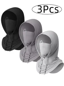 3-Pack UV-Protective Adjustable Breathable Wide-Brim Outdoor Sun Bucket Hat, Detachable Mesh Neck Cover, Unisex, Quick-Dry Summer Accessory