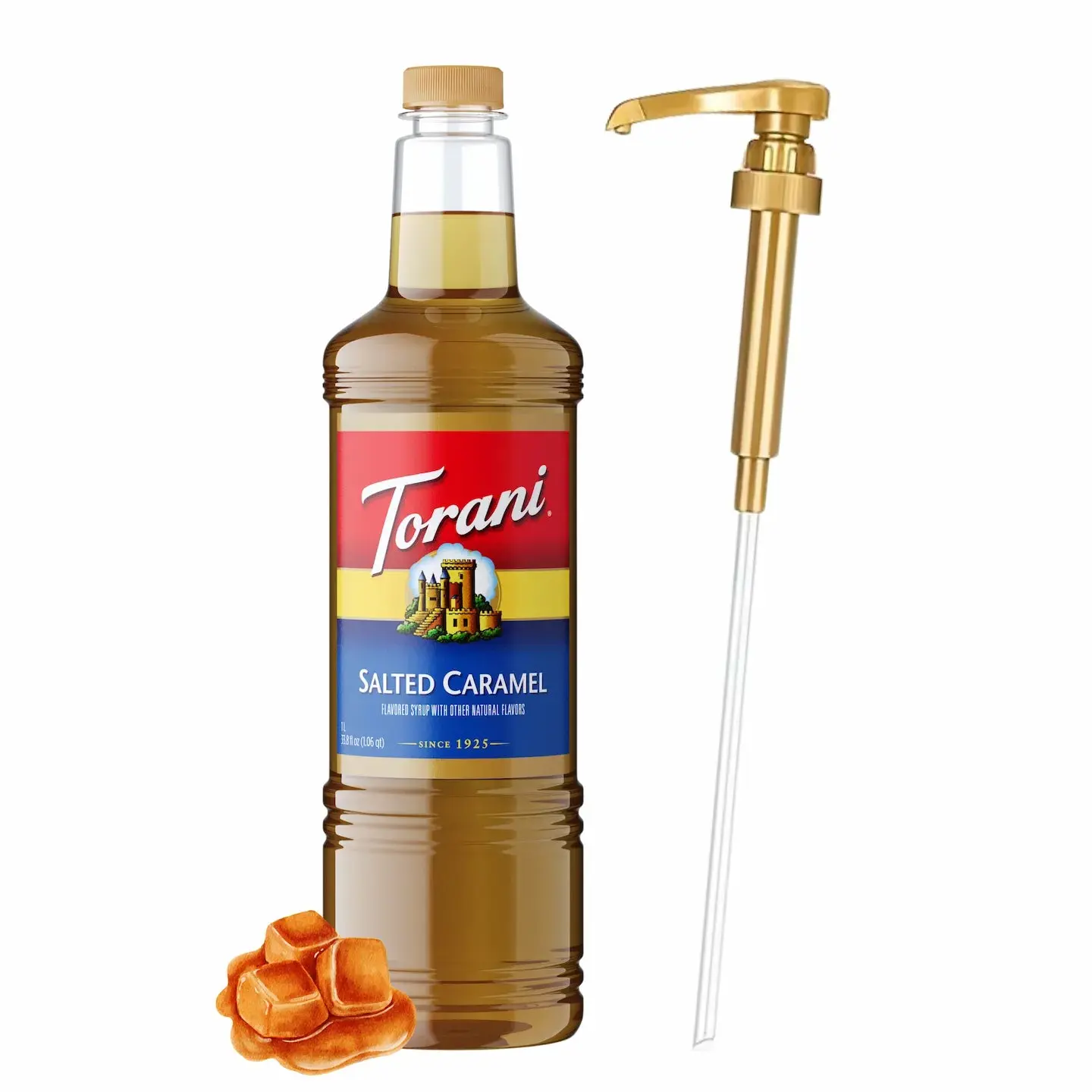 Torani Salted Caramel Syrup, 1L Bottle with Pump, Vegan, Gluten-Free