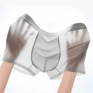 20D ultra-thin transparent ice silk men's underwear 3A antibacterial breathable crotch quick-drying nude seamless boxer shorts