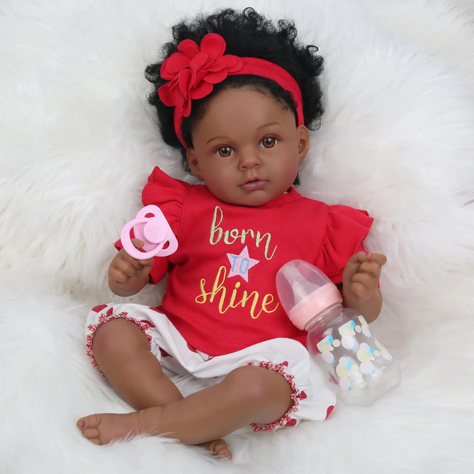 [WOOROY] Reborn Doll - Birthday & Christmas Gift, 18"-20" Doll with Black & Brown Skin, African American Skin, All Soft Cloth Body, Suitable for Ages