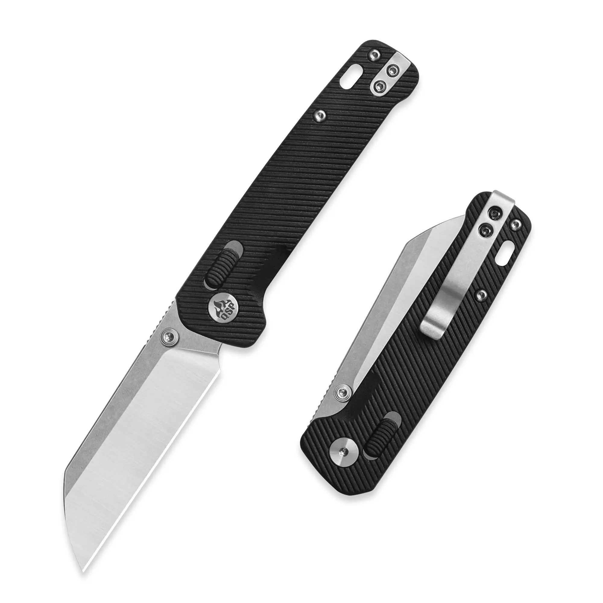 QSP Penguin Glyde Folding Pocket Knife, 3.06" 14C28N Blade EDC Knife, Glyde Lock, Ceramic Ball Bearings, Reversible SS Deep Carry Clip, Black FRN Handle