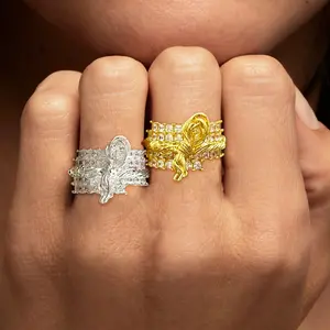 GANIA Gold/Silver Love Knot Ring for Women - Non Tarnish, Adjustable, Hypoallergenic, Perfect for Daily Wear or Valentine's Day gift