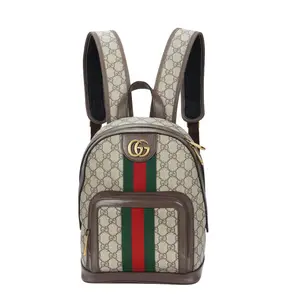 Gucci Ophidia Distressed GG Monogram Canvas and Leather Backpack for Men and Women in Ebony and Brown
