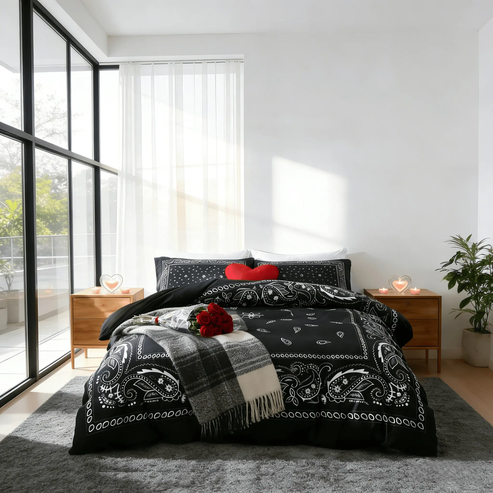 Nut Flower Paisley Mandala Duvet Cover Set, 3 Piece Includes Duvet Cover + Pillowcases,No Insert  Elegant Home Decor, Fashion Bedroom Essential