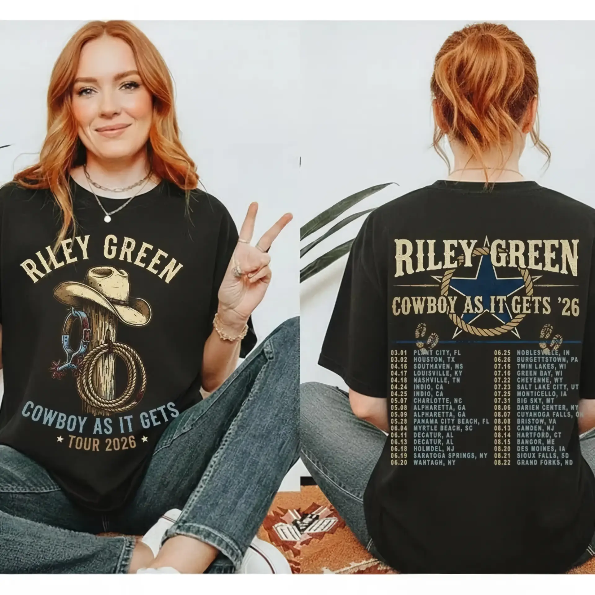 Vintage Riley Green Cowboy As It Gets Tour 2026 Shirt, Country Music Tour 2026 Shirt, World Tour 2026 Shirt, Gift For Fan.