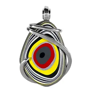 Fordite Handmade Stone Pendant Wrapped in Silver