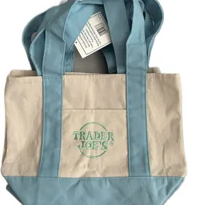 Trader Joe's Mini Tote Bag Blue color. Eco-Friendly Durable for Everyday Use Lightweight & Portable Perfect for Shopping