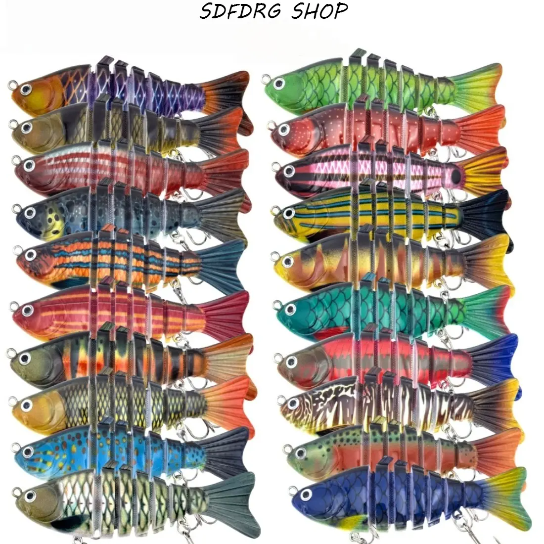 Bass Fishing Lures Multi Jointed Swimbait, Realistic Slow Sinking Segmented Crankbait with Sharp Treble Hooks, Lifelike Fishing Gear for Freshwater Saltwater Lake River Outdoor Fishing,summerwins summerwins